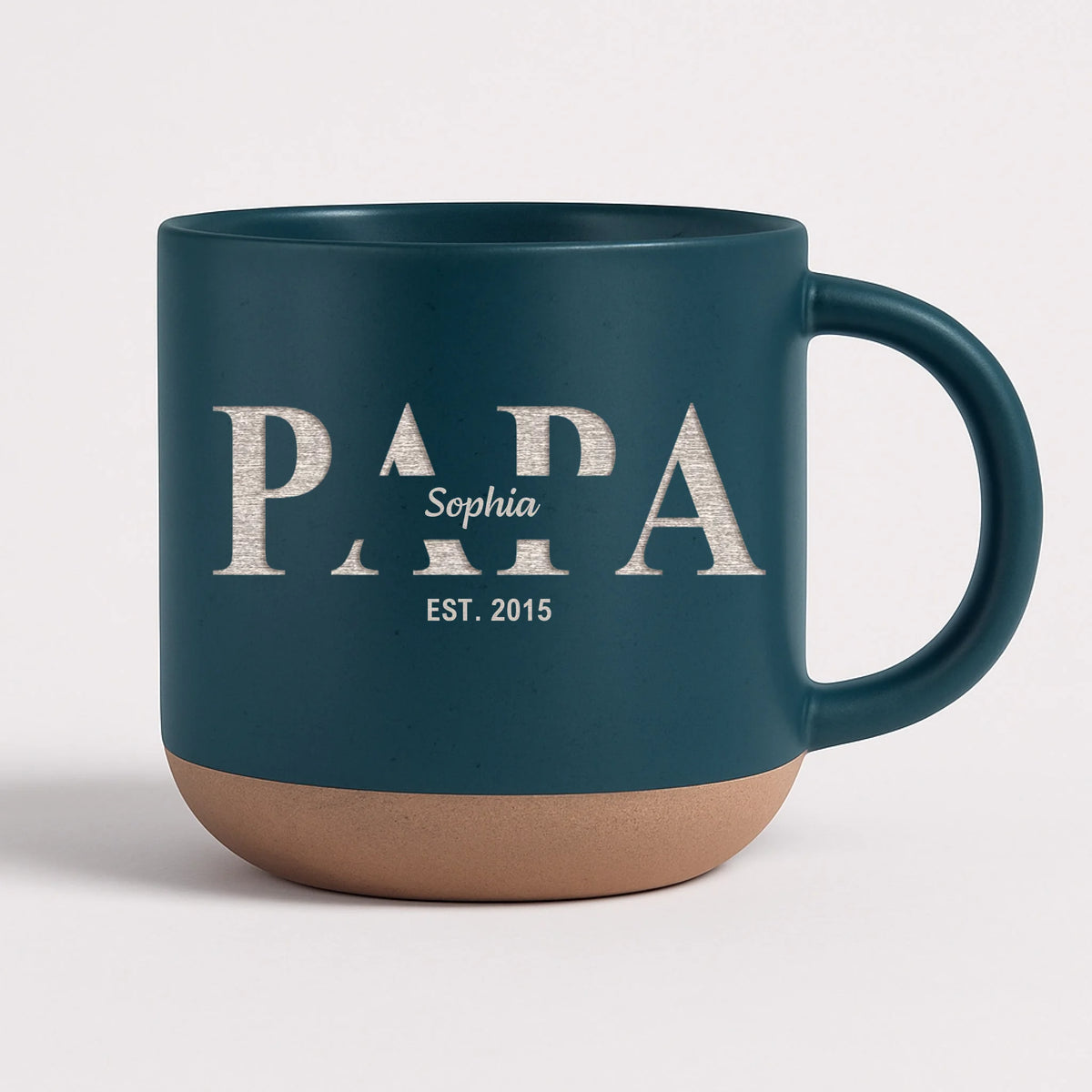 Dad Est. By Love, Built For Life - Personalized Engraved Pottery Mug, Gift For Dad, Father's Day Gift With Custom Kid Names And Birth Years