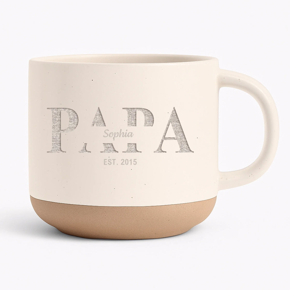 Dad Est. By Love, Built For Life - Personalized Engraved Pottery Mug, Gift For Dad, Father's Day Gift With Custom Kid Names And Birth Years