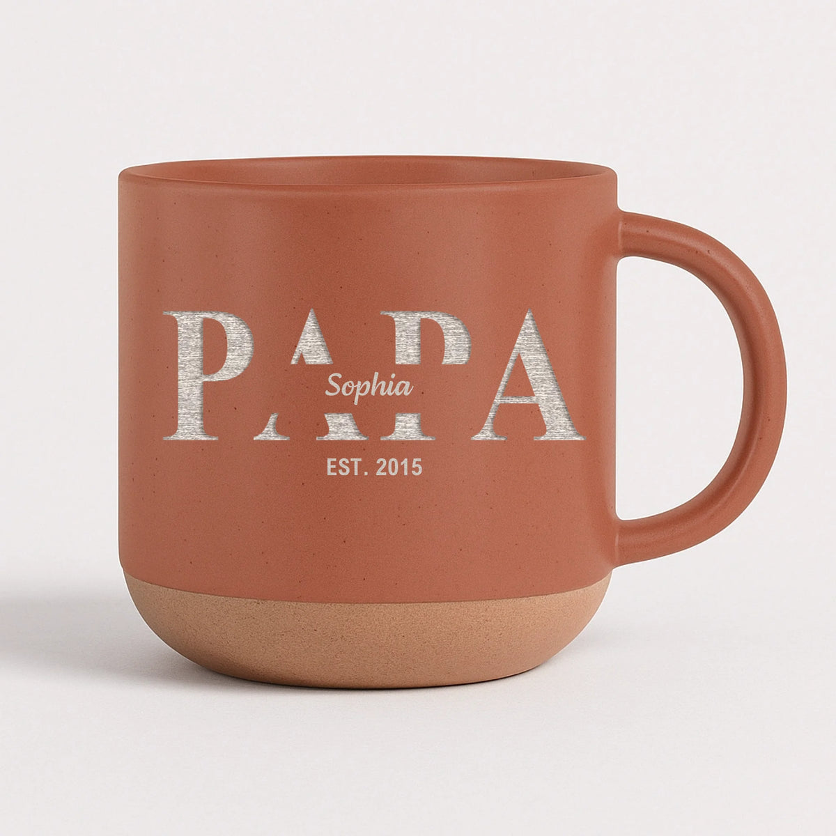 Dad Est. By Love, Built For Life - Personalized Engraved Pottery Mug, Gift For Dad, Father's Day Gift With Custom Kid Names And Birth Years
