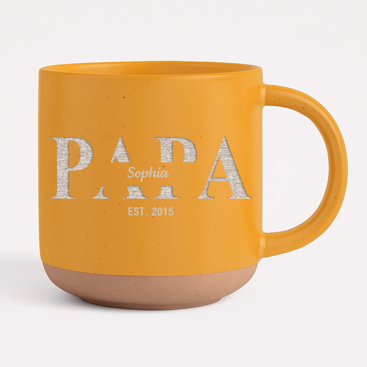 Dad Est. By Love, Built For Life - Personalized Engraved Pottery Mug, Gift For Dad, Father's Day Gift With Custom Kid Names And Birth Years