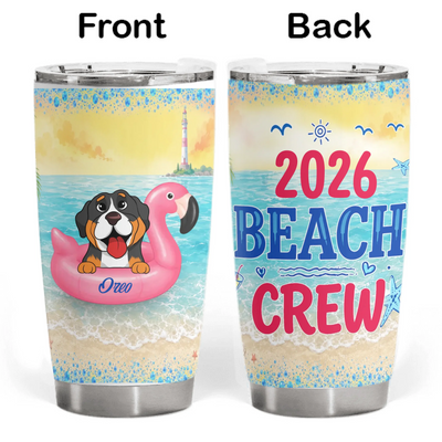 Beach Crew Pet - Personalized Tumbler, Custom Dog Mom Cup, Summer Beach Vacation Gift, Pet Lover Travel Mug, Personalized Name Tumbler for Her
