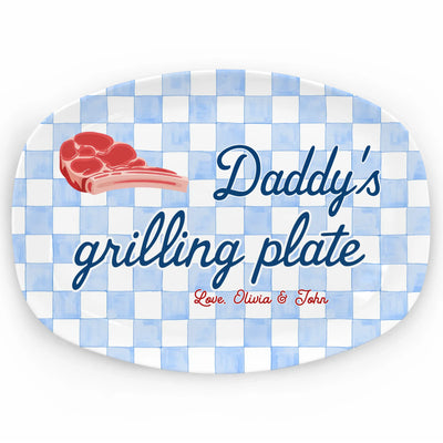 Daddy's Grilling - Personalized Platter, Happy Father's Day Gift, BBQ Lover Gift For Dad,Grill Master Daddy Birthday Gifts