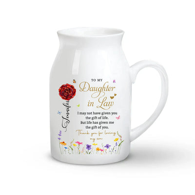 To My Daughter In Law - Personalized Flower Vase, Custom Gift for Daughter-in-Law, Birthday Gift For Daughter In Law