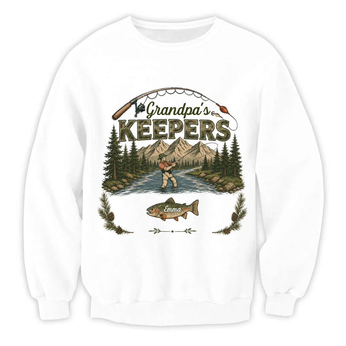 Papa‘s Keepers Fishing - Personalized T-Shirt, Gift For Dad And Kids, Fishing Dad T-Shirt
