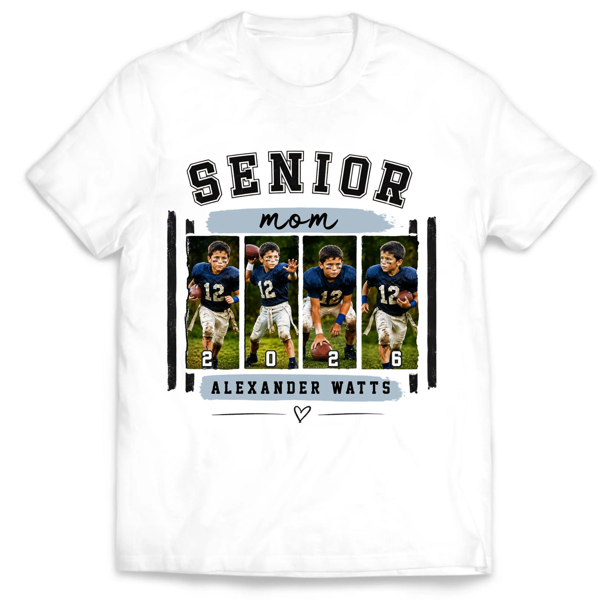 Senior Football Proud Mama - Personalized Shirt, Custom Photo Football Mom Tee, Gift For Football Mom