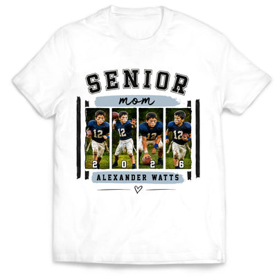 Senior Football Proud Mama - Personalized Shirt, Custom Photo Football Mom Tee, Gift For Football Mom