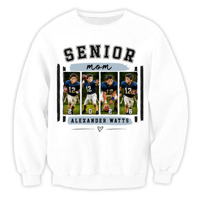 Senior Football Proud Mama - Personalized Shirt, Custom Photo Football Mom Tee, Gift For Football Mom
