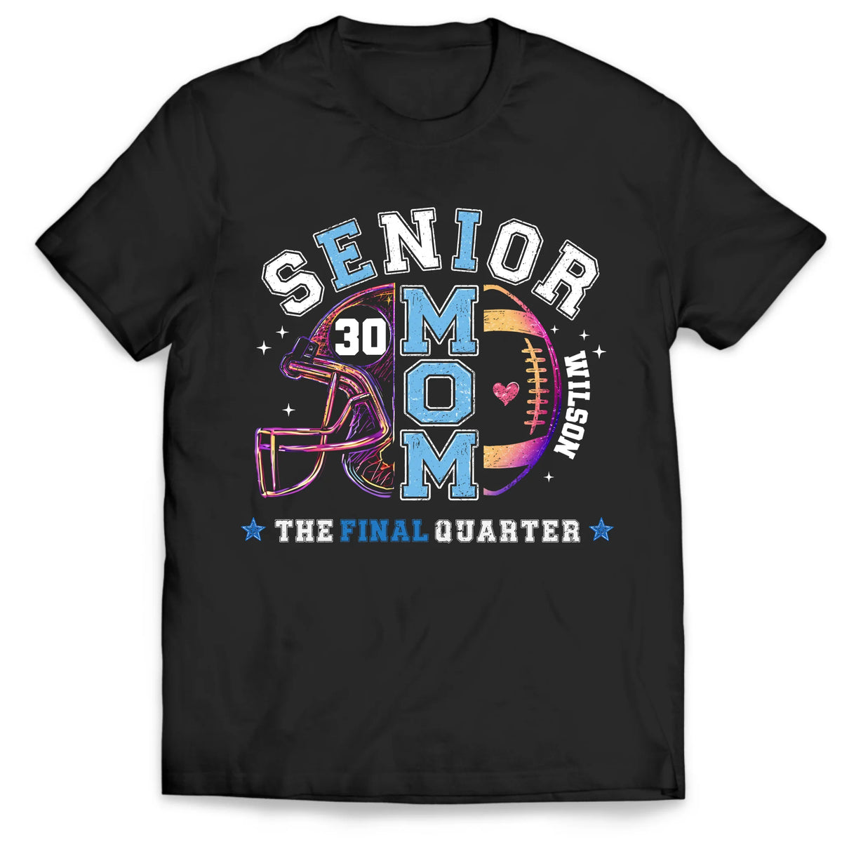 Proud Senior Mom the Final Quarter- Personalized Shirt, Custom Football Grandma/Grandpa T-Shirt