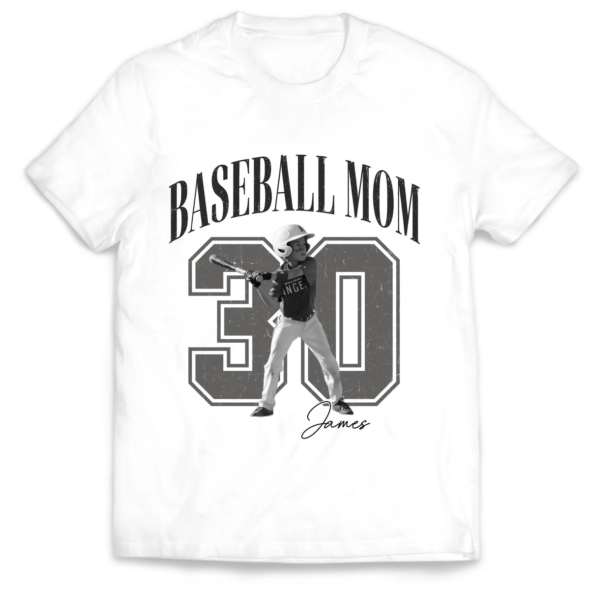 Baseball Mom With Kid Photo - Personalized Shirt, Baseball Picture T-Shirt, Game Day Sports Tee