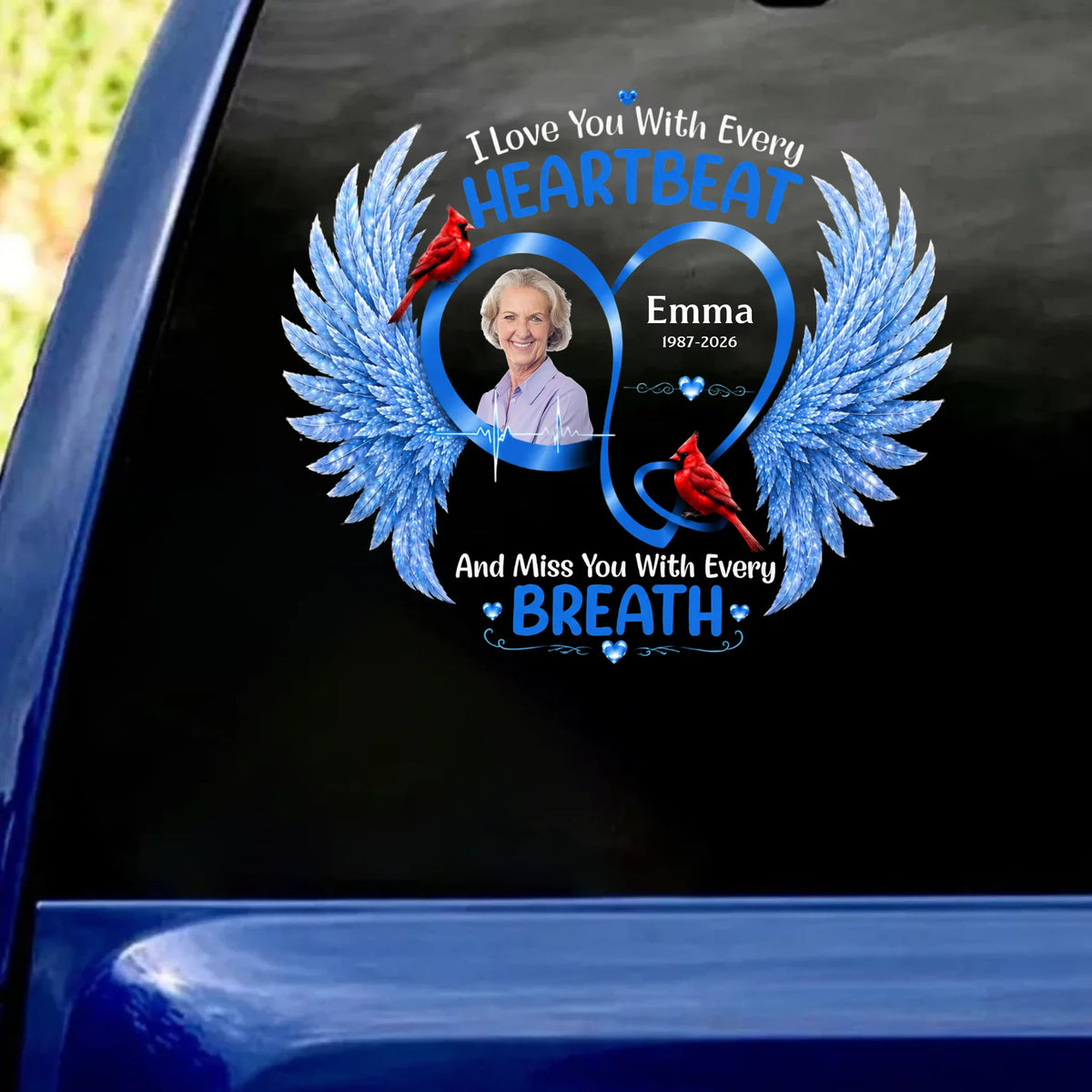 I Love You With Every Heartbeat &amp; Miss You With Every Breath - Personalized Decal, Memorial Gift For Loss Of Loved One