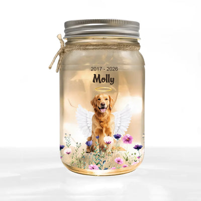 A Light That Still Shines In Our Hearts - Personalized Mason Jar Light, Memorial Gift For Loss Of Pet