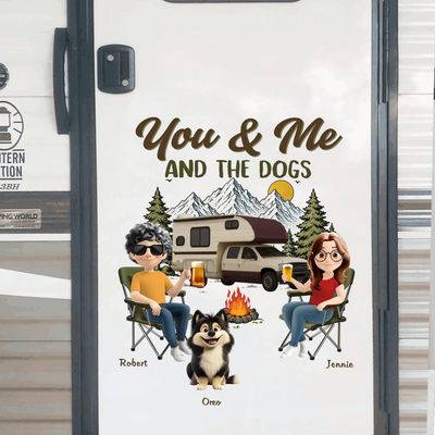 Couple And Cute Our Pets - Personalized Decal, Anniversary Wedding Camping Gifts For Campers, Him And Her, Dog Cat Lovers