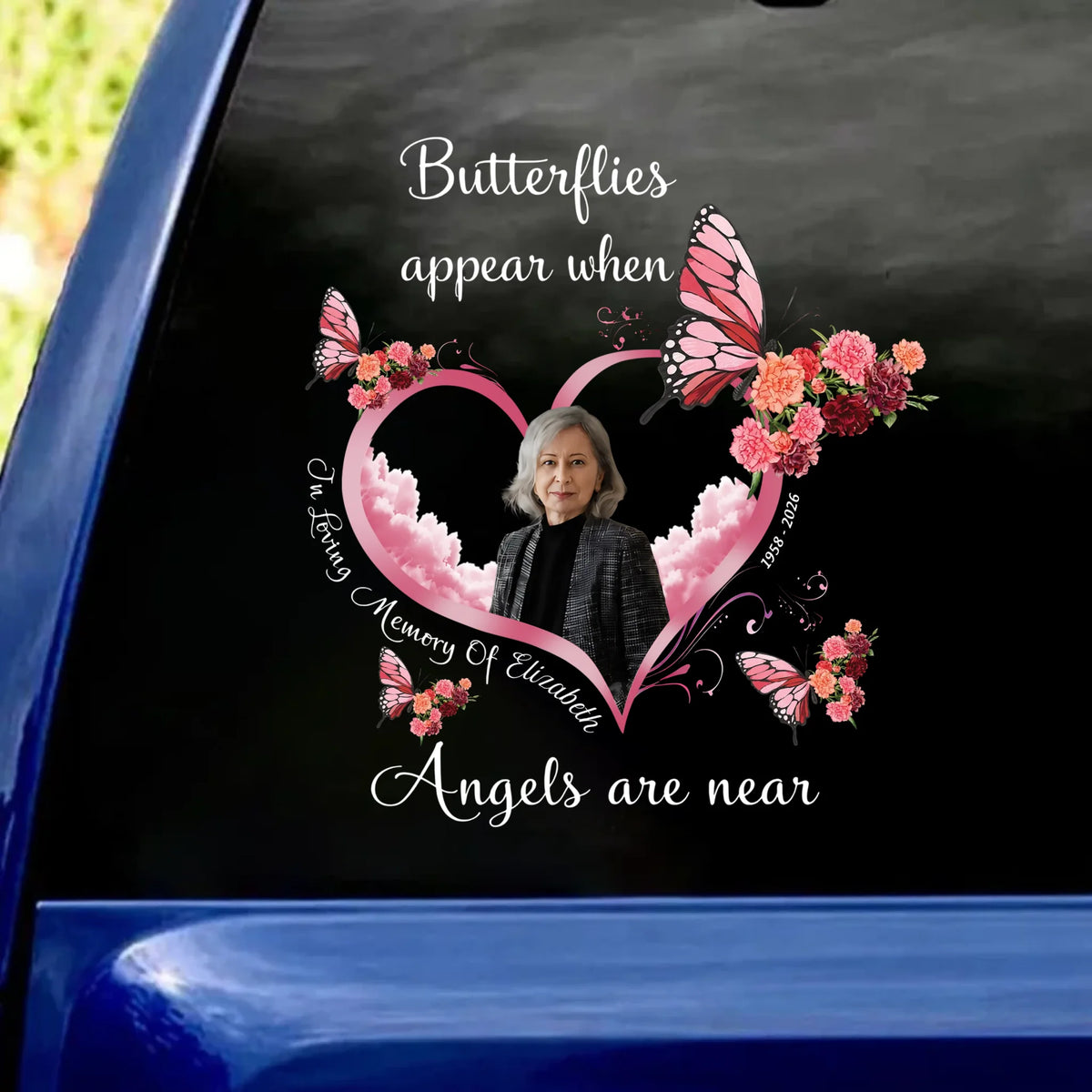 Butterflies Appear When Loved Ones Are Near - Personalized Decal, Birth Month Flowers Butterfly Decal, Memorial Gift For Loss Of Loved One, In Loving Memory Decal