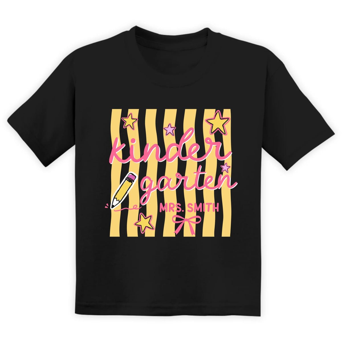 Their First School Year, My Forever Memories - Personalized T-Shirt, Kindergarten Tee, Retro Stripe Kindergarten Team Shirt, Back to School, Kindergarten Teacher Tee