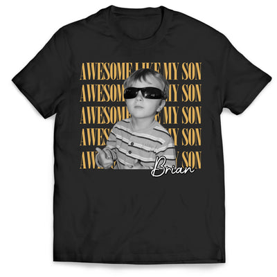 Awesome Like My Daughter - Personalized Shirt, Dad Mom Vintage Photo Shirt, Custom Shirt With Kids Photo, New Dad Gift