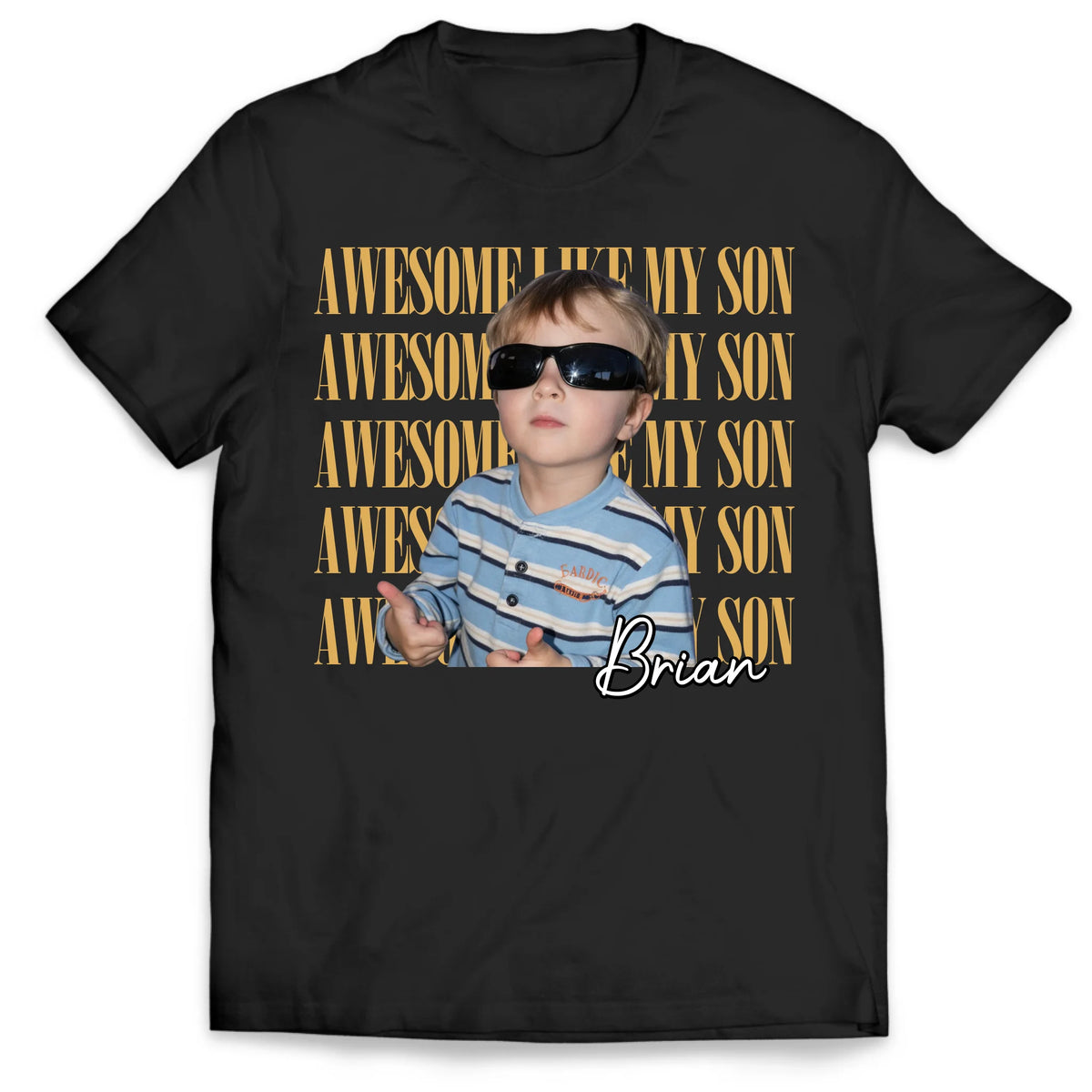 Awesome Like My Daughter - Personalized Shirt, Dad Mom Vintage Photo Shirt, Custom Shirt With Kids Photo, New Dad Gift