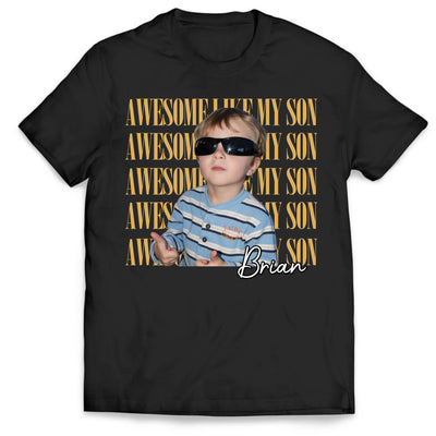 Awesome Like My Daughter - Personalized Shirt, Dad Mom Vintage Photo Shirt, Custom Shirt With Kids Photo, New Dad Gift