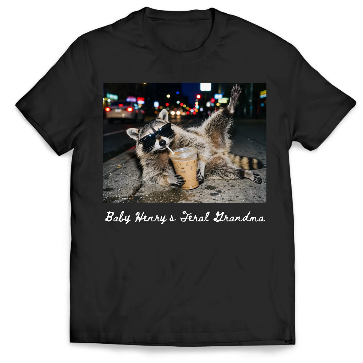 Somebody’s Feral Aunt - Personalized T-Shirt, Funny Raccoon Tee Cool Auntie Club Gift, Promoted to Aunt Pregnancy Reveal Meme Shirt