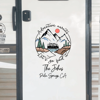Adventure Awaits - Personalized Decal, Gift For Camping Lovers - PCD50
