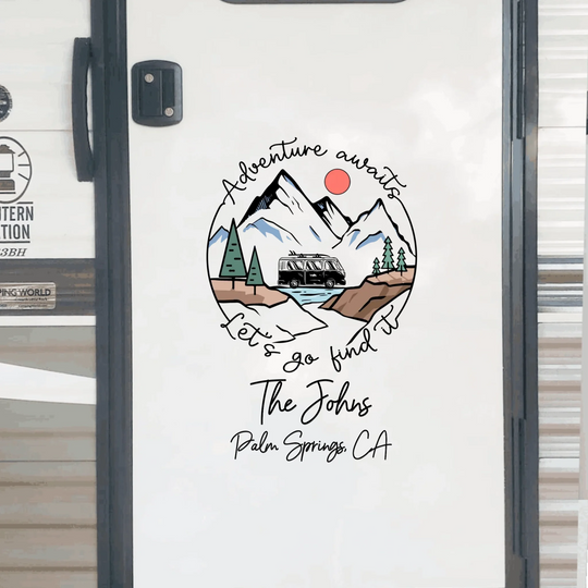 Adventure Awaits - Personalized Decal, Gift For Camping Lovers - PCD50