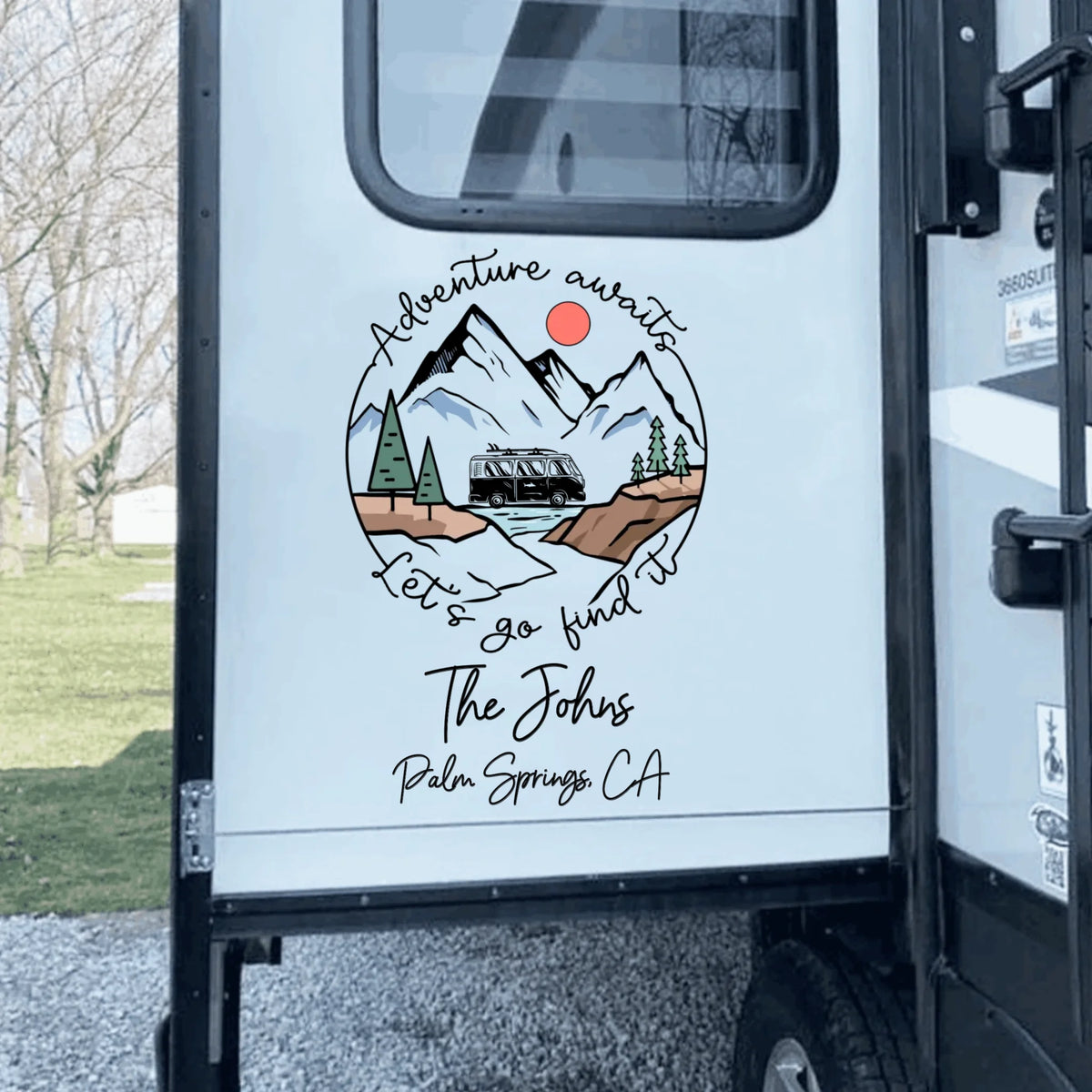 Adventure Awaits - Personalized Decal, Gift For Camping Lovers - PCD50