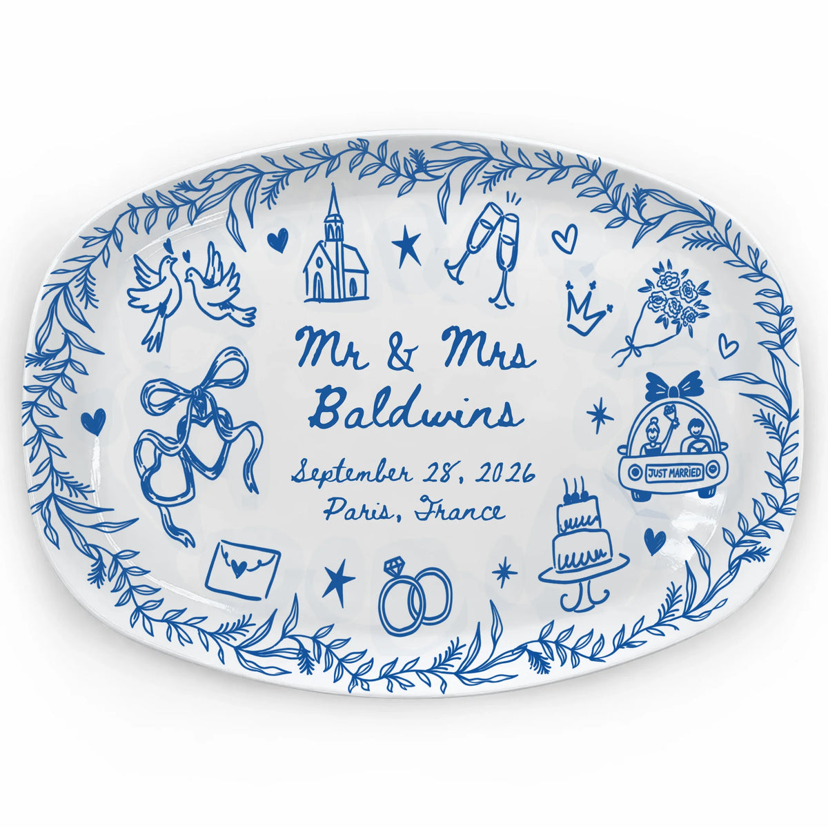 Where Forever Begins - Personalized Platter, Custom Newlywed Plate with Names &amp; Date, Engagement or Anniversary Gift