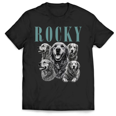 Happiness Has A Wet Nose And A Happy Tail - Personalized T-Shirt, Custom Dog Portrait From Photo, Sketch Style Pet Photo T-Shirt