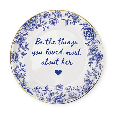 Love Never Leaves Our Hearts - Personalized Jewelry Dish, Custom Memorial Trinket Tray, Bereavement Gift