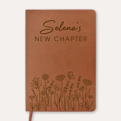 New Chapter For Grandma And Mama - Personalized Leather Journal, Retirement Gift for Women, Coworker Farewell
