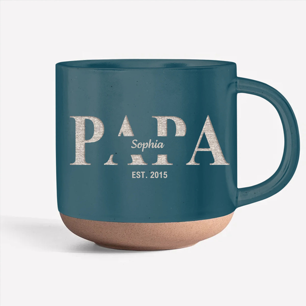 Dad Est. By Love, Built For Life - Personalized Engraved Pottery Mug, Gift For Dad, Father's Day Gift With Custom Kid Names And Birth Years