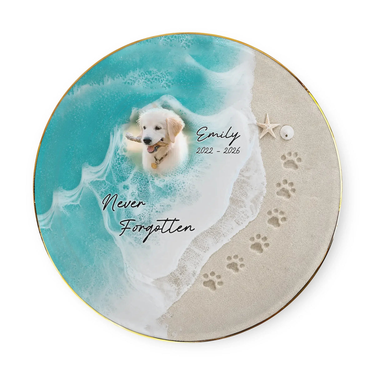 Though You Left My Side, You Never Left My Heart - Personalized Jewelry Dish, Custom Photo Pet Loss Trinket Tray, Bereavement Gift for Pet Lovers