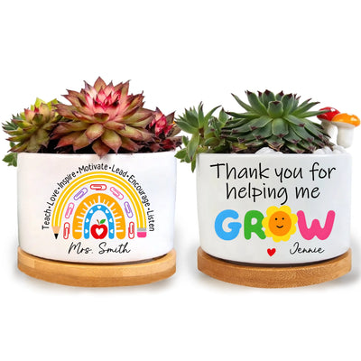 A Great Teacher Helps Little Minds Grow - Personalized Plant Pot, Custom Teacher Plant Pot, Teacher Appreciation Gifts, Thank You Gift For Teacher