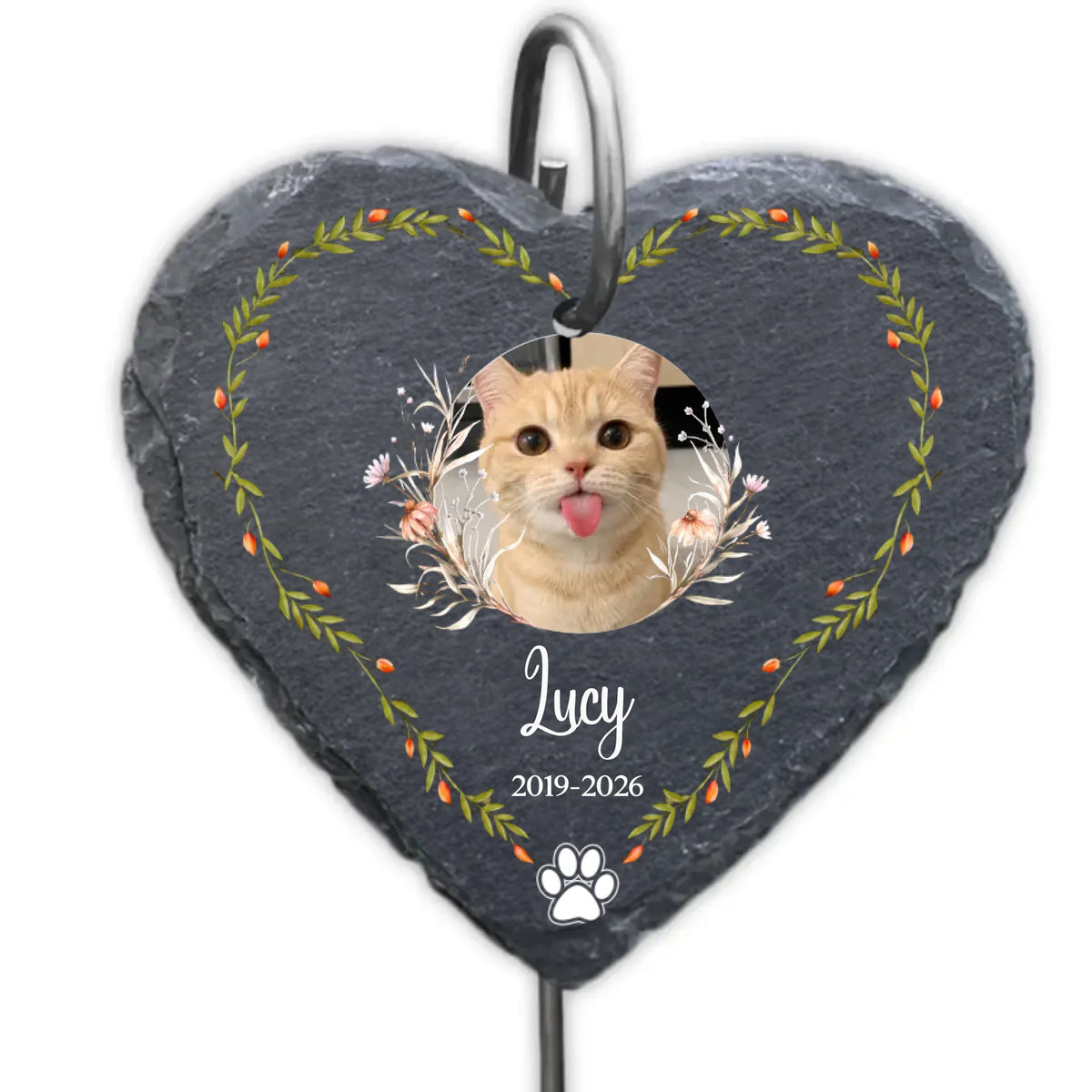 You Left Pawprints In My Heart - Personalized Garden Slate, Sympathy Gift For Pet Loss Remembrance