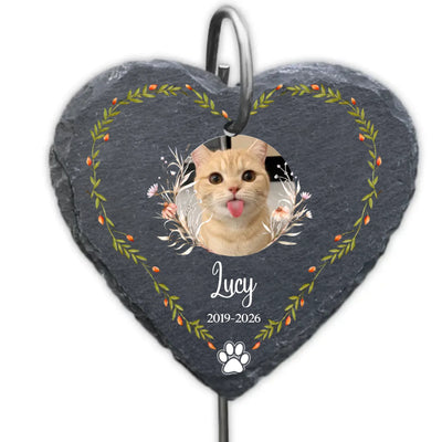 You Left Pawprints In My Heart - Personalized Garden Slate, Sympathy Gift For Pet Loss Remembrance