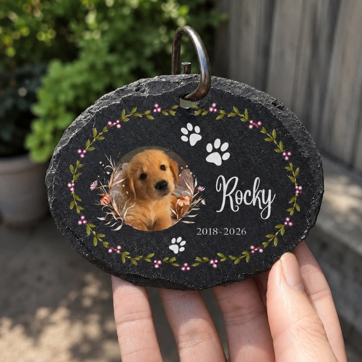 You Left Pawprints In My Heart - Personalized Garden Slate, Sympathy Gift For Pet Loss Remembrance