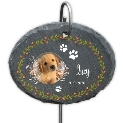 You Left Pawprints In My Heart - Personalized Garden Slate, Sympathy Gift For Pet Loss Remembrance