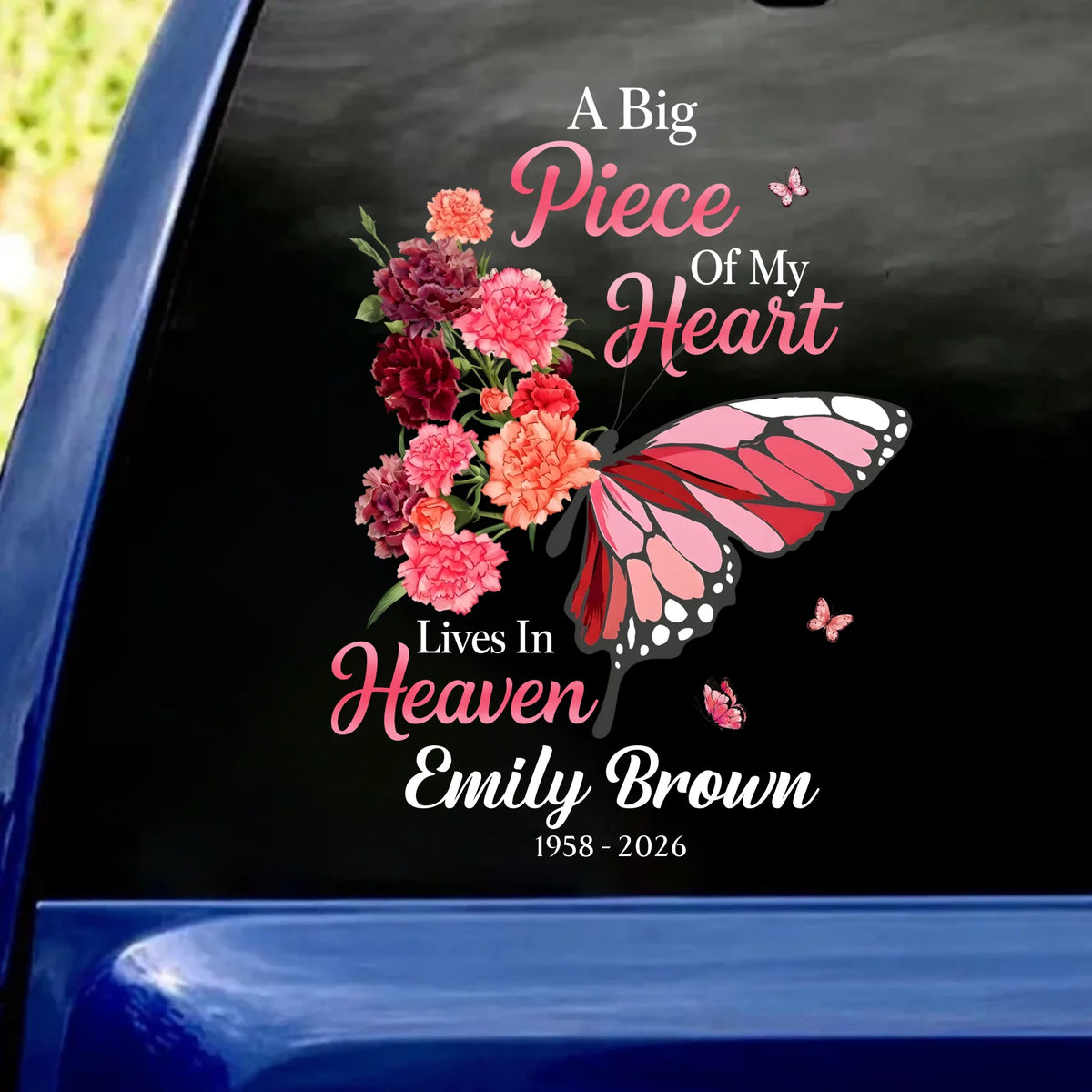 A Big Piece Of My Heart Lives In Heaven - Personalized Decal, Memorial Gift For Loss Of Loved One