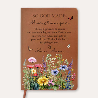 Thank You Teacher - Personalized Leather Journal, Teacher Appreciation Gift