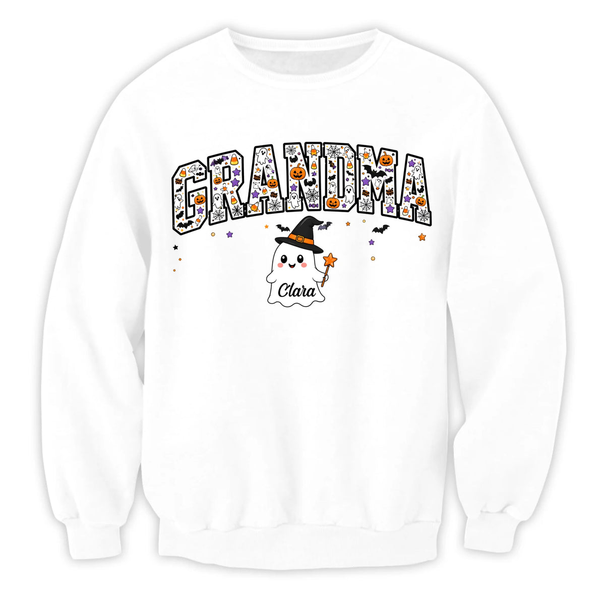Grandma’s Little Boo Crew - Personalized T-shirt, Halloween Grandma Shirt, Custom Kid Name Ghost T-Shirt