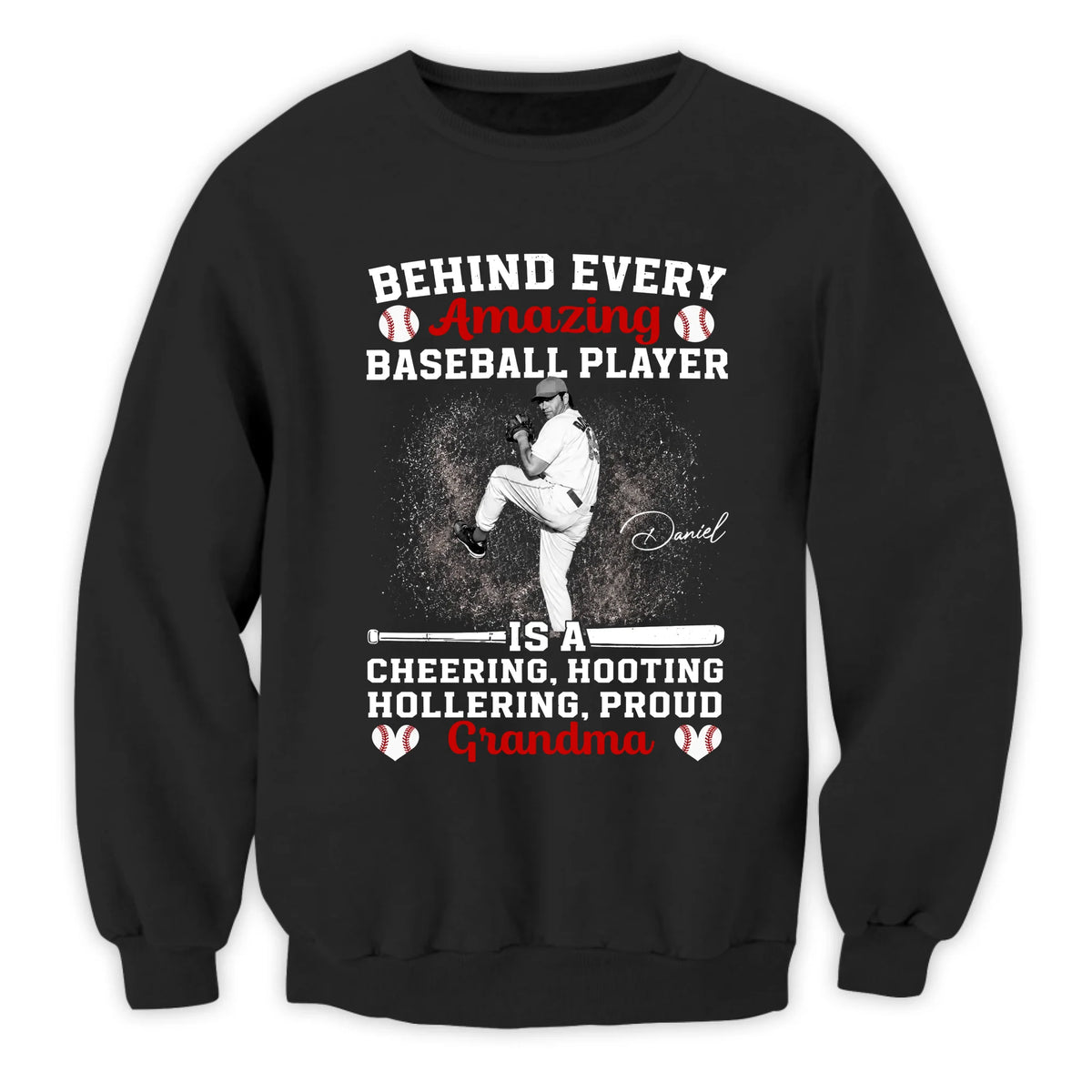 Cheering Grandma Behind Baseball Player - Personalized T-shirt, Custom Gift For Grandma Mama, Baseball Mama Shirt