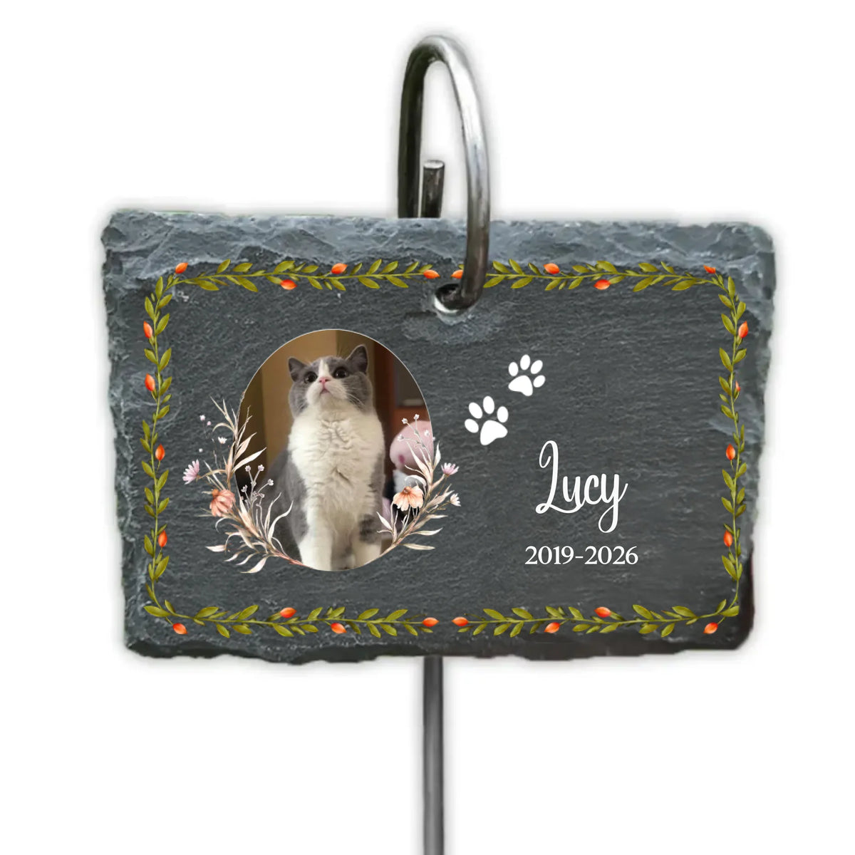 You Left Pawprints In My Heart - Personalized Garden Slate, Sympathy Gift For Pet Loss Remembrance