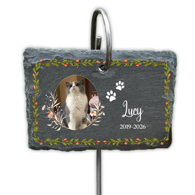 You Left Pawprints In My Heart - Personalized Garden Slate, Sympathy Gift For Pet Loss Remembrance