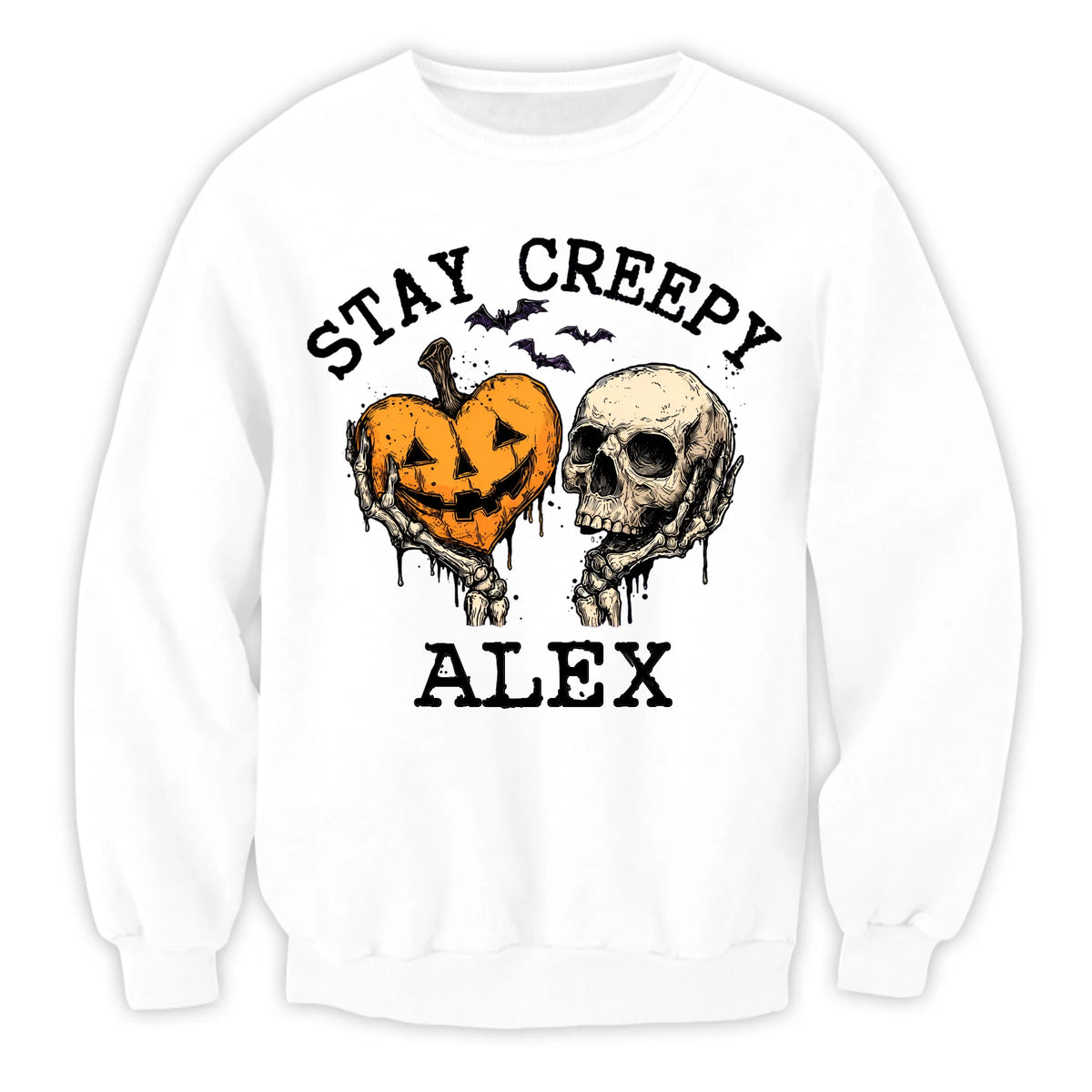 Stay Creepy, Stay Together - Personalized T-shirt, Custom Halloween Tee, Skull Pumpkin Graphic Shirt