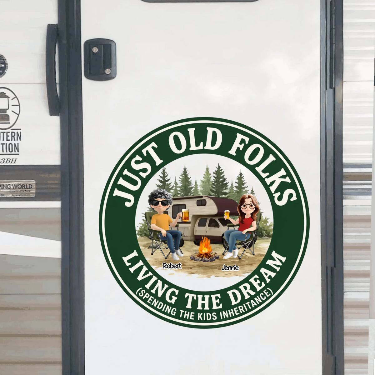 Cheers To Campfire Nights - Personalized Decal, Camping Window Sticker, Custom RV Campsite Decal, Adventure Gift