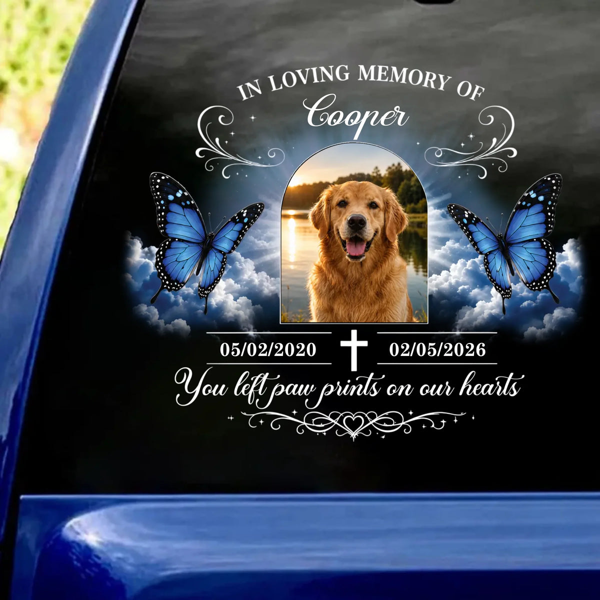 An Angel Across The Rainbow Bridge, Forever Watching Over Us – Personalized Pet Memorial Decal, Pet Loss Gift