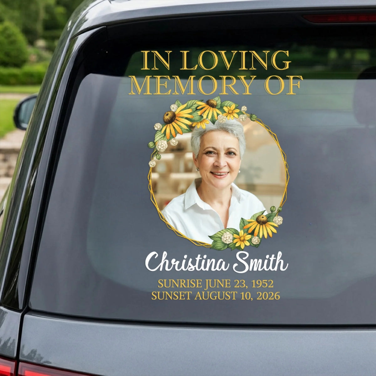Loved &amp; Remembered Always - Personalized Decal, Custom Memorial Photo Car Decal, Photo Car Decal With Name &amp; Dates