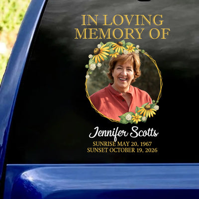 Loved & Remembered Always - Personalized Decal, Custom Memorial Photo Car Decal, Photo Car Decal With Name & Dates