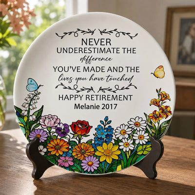 Proud Of All You’ve Done - Personalized Ceramic Round Plate, Custom Retirement Round Plate, Retirement Gift