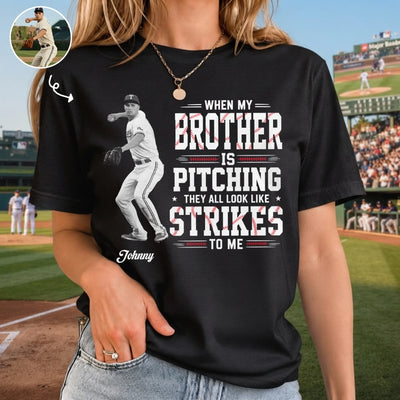 When My Grandson Pitching - Personalized T-shirt, Custom Vintage Baseball Grandma Shirt