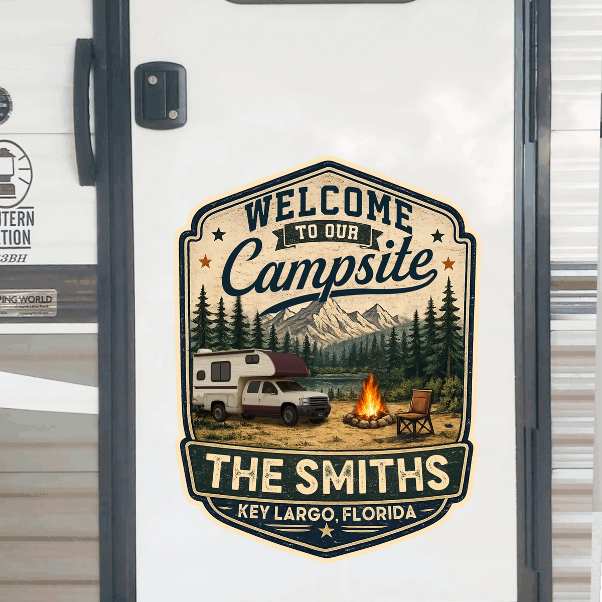 Welcome To Our Happy Camp - Personalized Decal, Gift For Camping Lovers, Camping Gift, Camping Decal